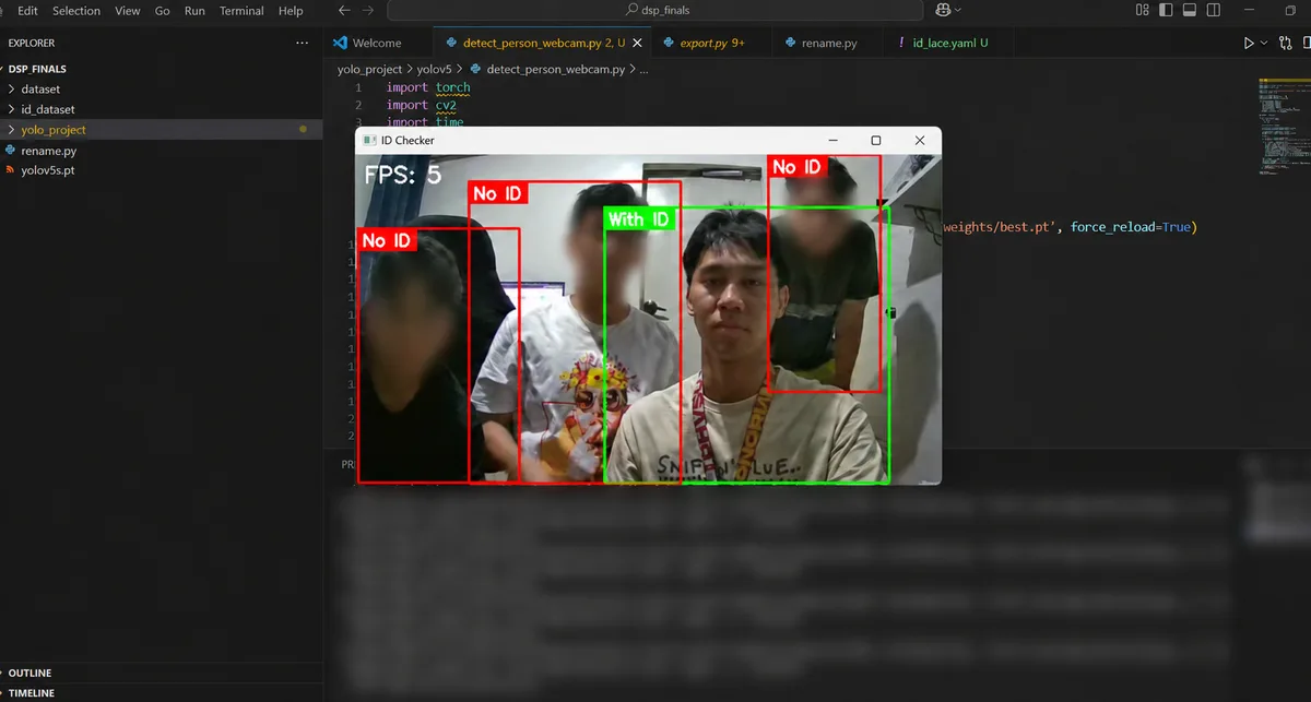 ID detection reference screenshot with teammates faces blurred