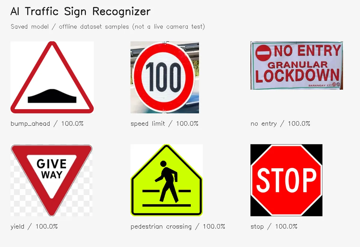 Traffic-sign predictions on offline dataset samples